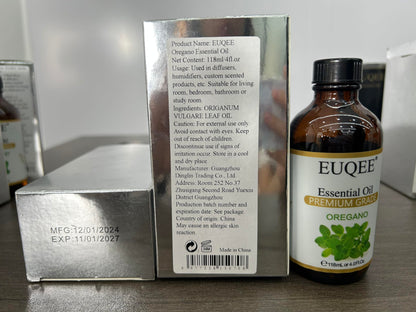 EUQEE Oregano Essential Oil 4oz / 118ml – Pure Aromatherapy with Glass Dropper