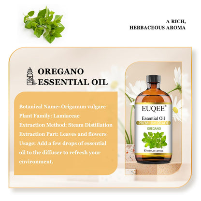 EUQEE Oregano Essential Oil 4oz / 118ml – Pure Aromatherapy with Glass Dropper