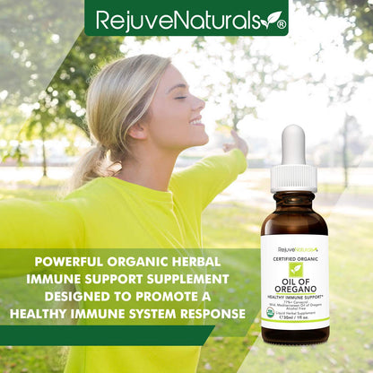 RejuveNaturals Oil of Oregano – USDA Organic 1 fl oz (30 ml) Immune Support Drops | Gluten Free, Vegan & Non-GMO