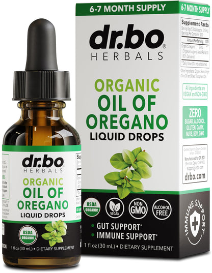 Oregano Oil Organic Liquid Drops – 6 Month Supply | Immune Support, Detox & Gut Health | 1 oz, Vegan, Non-GMO