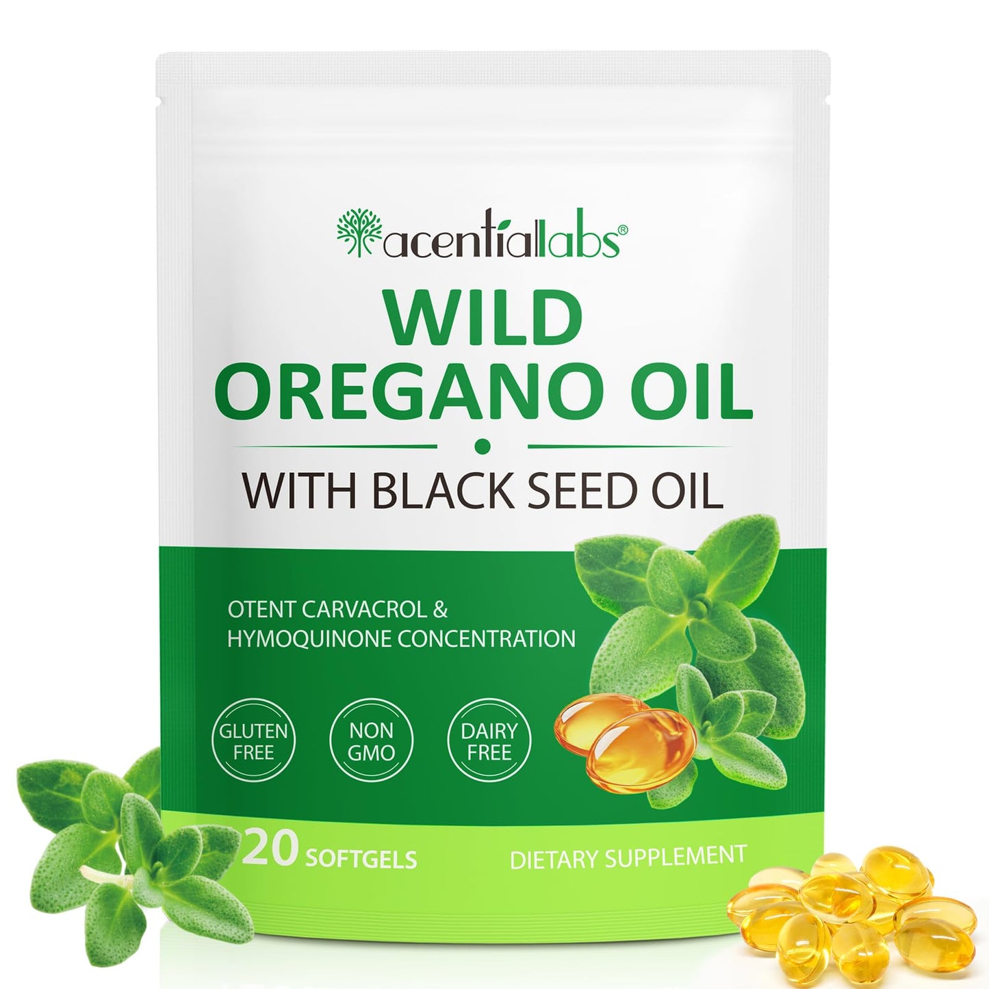 Oregano Oil Softgels Organic with Black Seed Oil 200mg – 120 Count | Non-GMO, Dairy Free, Gluten Free