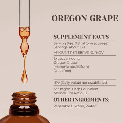 Oregon Grape Alcohol-Free Tincture – Immune Support Drops (4 fl oz)