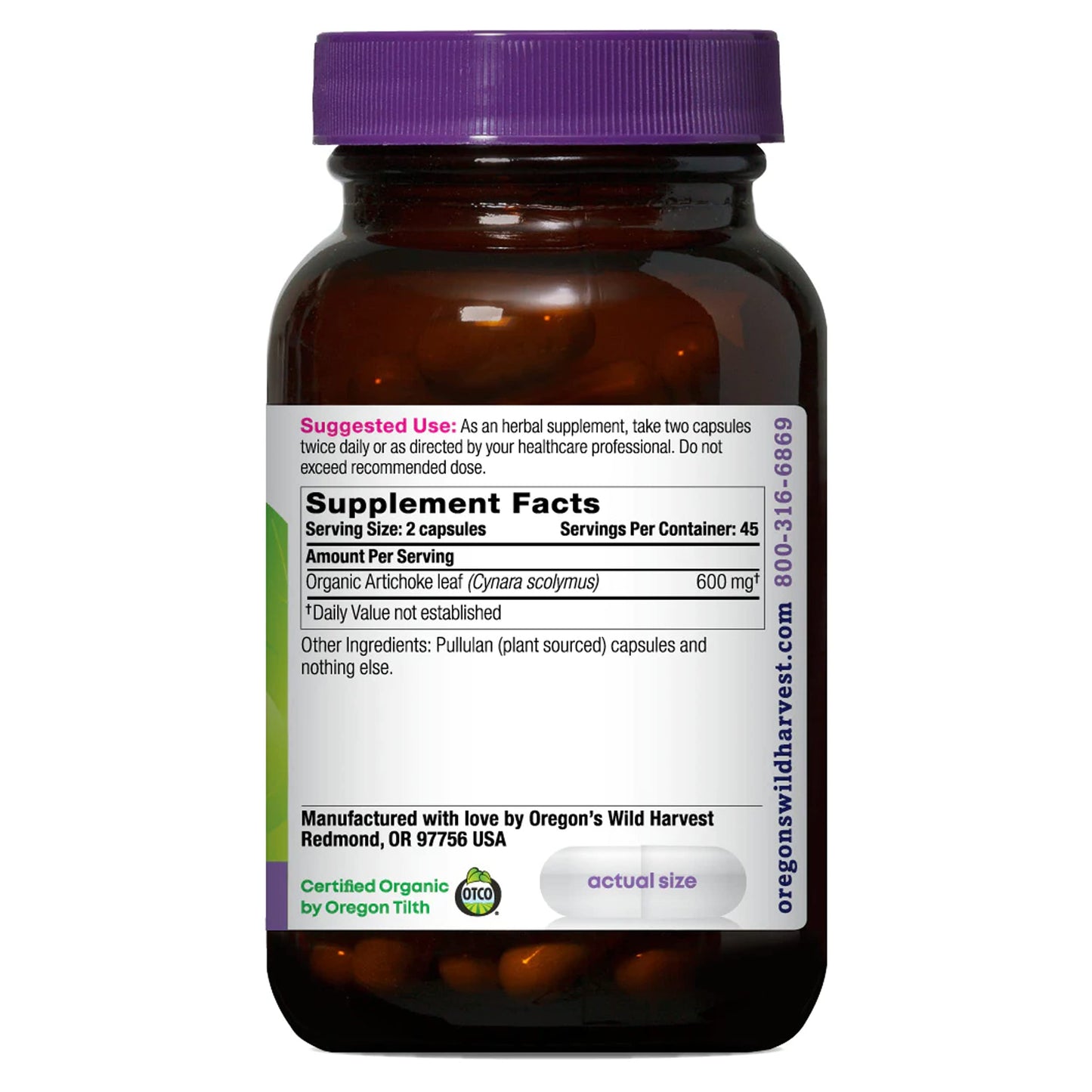 Oregon's Wild Harvest Artichoke Organic Herbal Supplement, 90 Count – Digestive Support