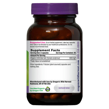 Oregon's Wild Harvest Artichoke Organic Herbal Supplement, 90 Count – Digestive Support