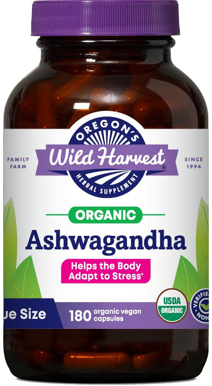 Oregon's Wild Harvest Organic Ashwagandha Non-GMO - 180-Count Capsules
