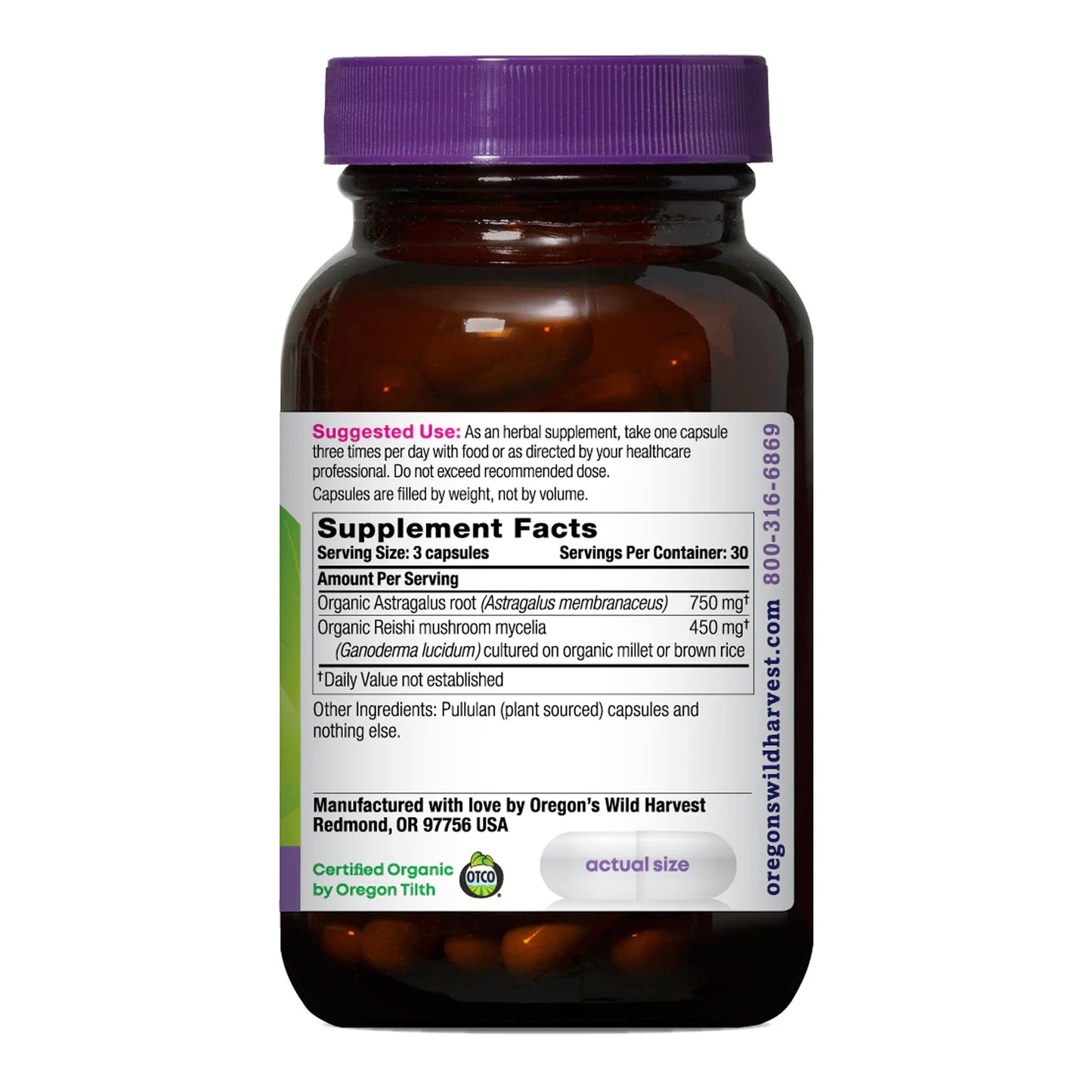 Astragalus Reishi Organic Herbal Supplement 90 Count | Oregon's Wild Harvest