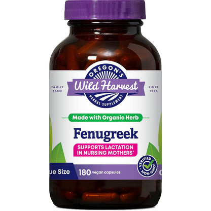 Oregon's Wild Harvest Organic Fenugreek Capsules for Lactation - 180 Count - Non-GMO