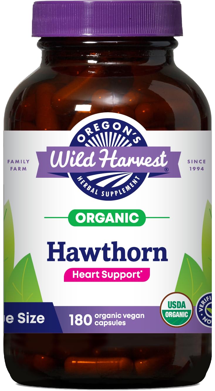 Oregon's Wild Harvest Hawthorn – 180 Vegan Capsules, USDA Organic