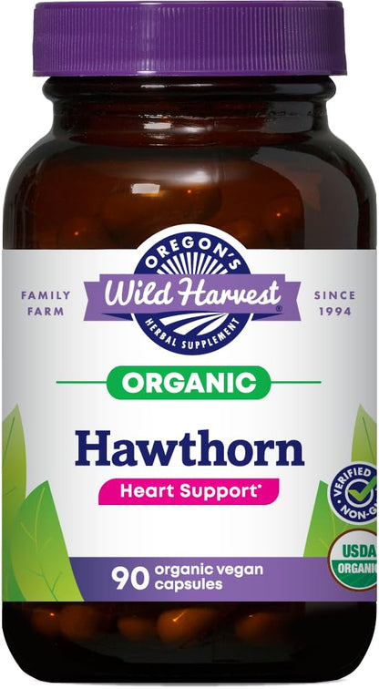 Oregon's Wild Harvest Organic Hawthorn Capsules 1200 mg – 90 Count