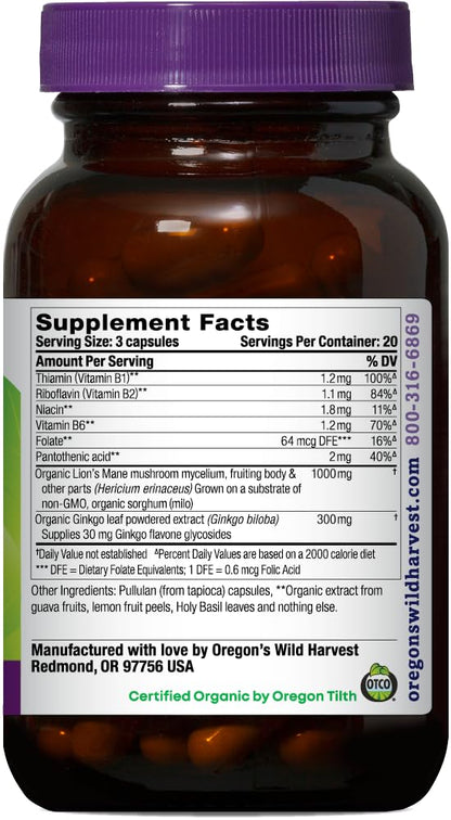Oregon's Wild Harvest Lion's Mane Plus Brain & Memory Support | 60 Count