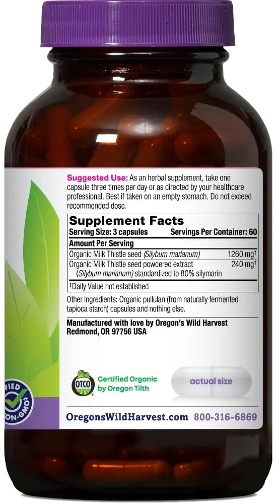 Oregon's Wild Harvest Milk Thistle Organic Non-GMO Vegan Capsules – 180 Count BritishVita | Premium UK Vitamins & Wellness Supplements