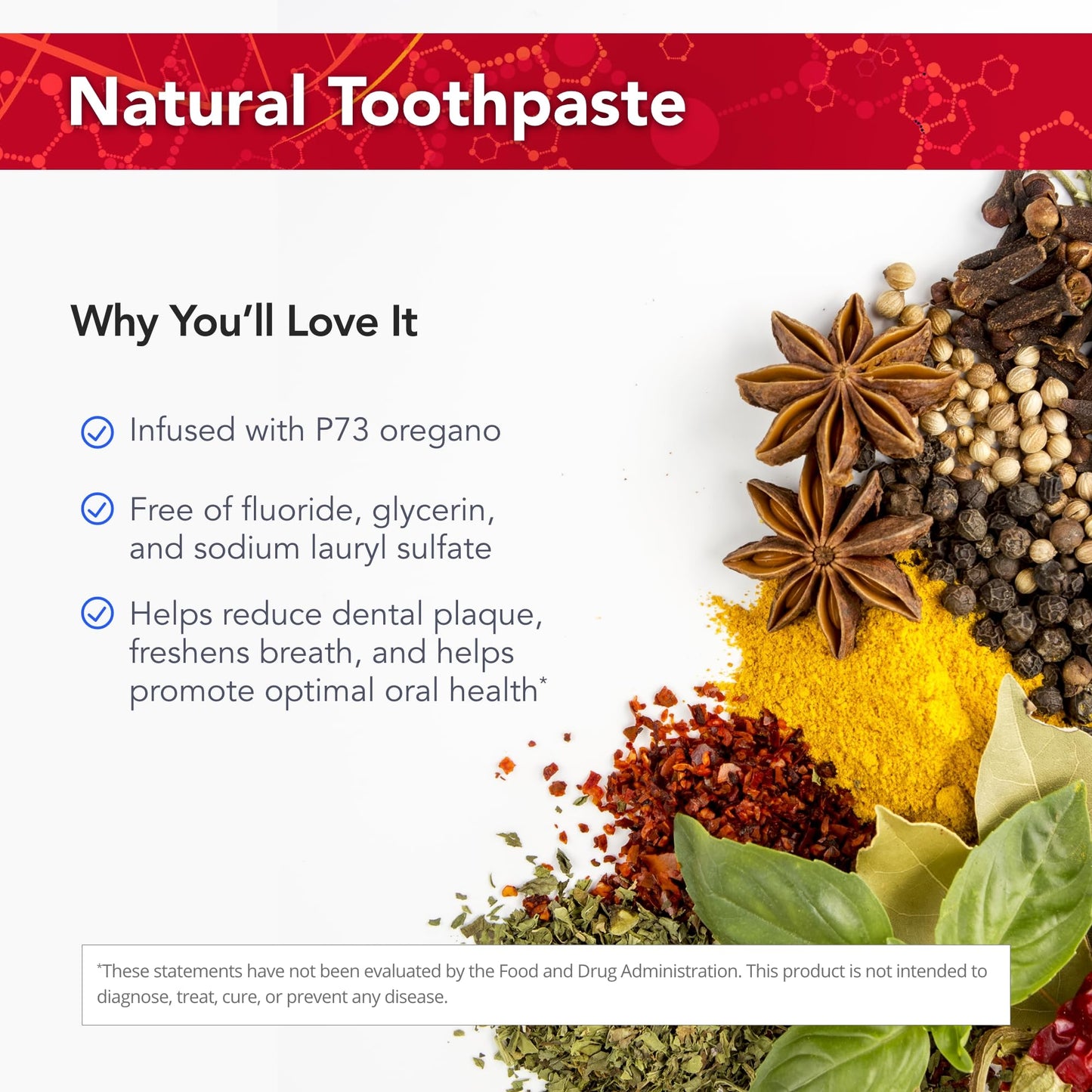 Physician's Strength OregaSmile Toothpaste, Mint - 3.4 oz - P73 Oregano - Fluoride & Glycerin Free