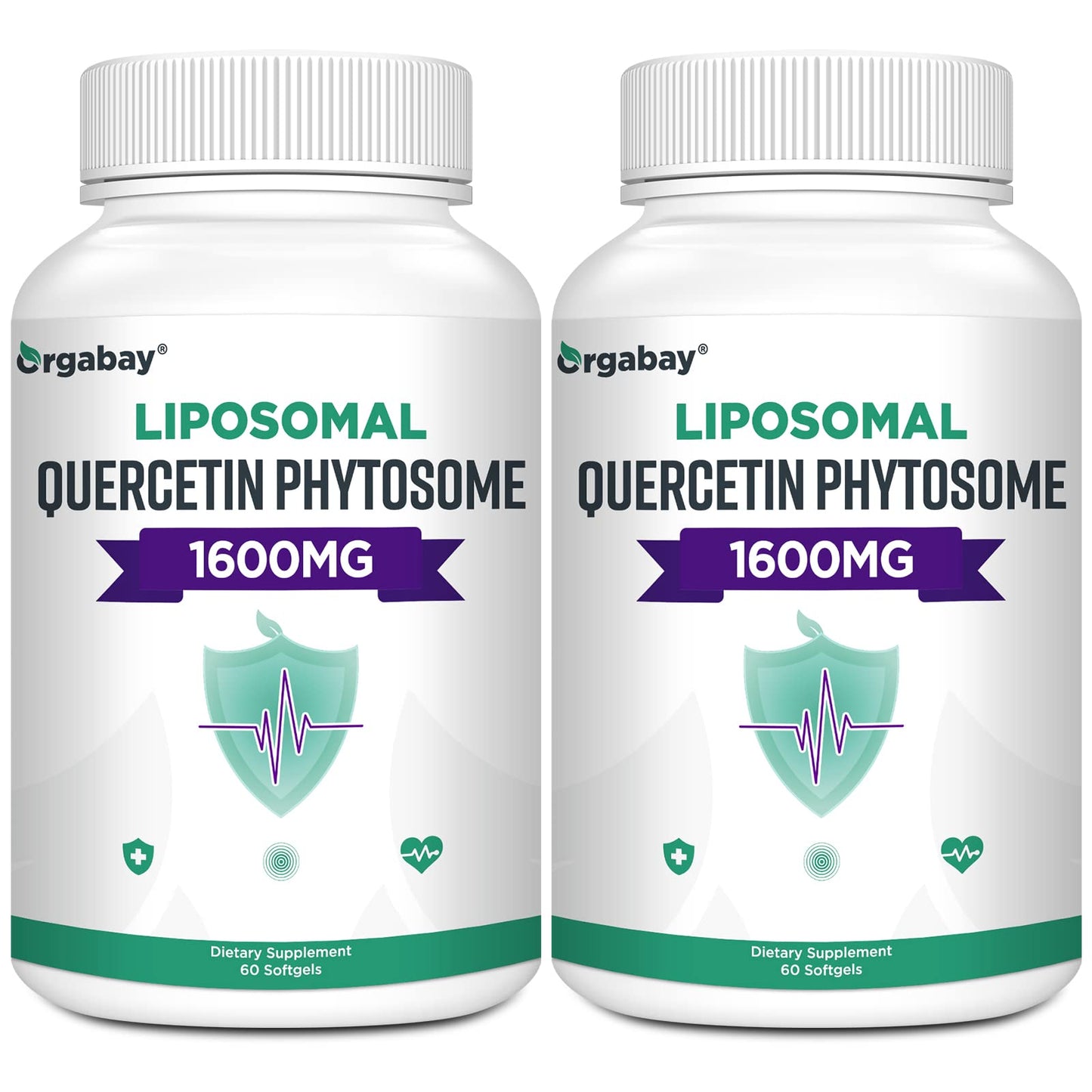 Orgabay Liposomal Quercetin Phytosome 1600 mg - Bromelain 200 mg, Zinc 30 mg, Vitamin C, Turmeric 40 mg | 60 Softgels | Highest Absorption Quercetin Complex