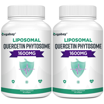 Orgabay Liposomal Quercetin Phytosome 1600 mg - Bromelain 200 mg, Zinc 30 mg, Vitamin C, Turmeric 40 mg | 60 Softgels | Highest Absorption Quercetin Complex