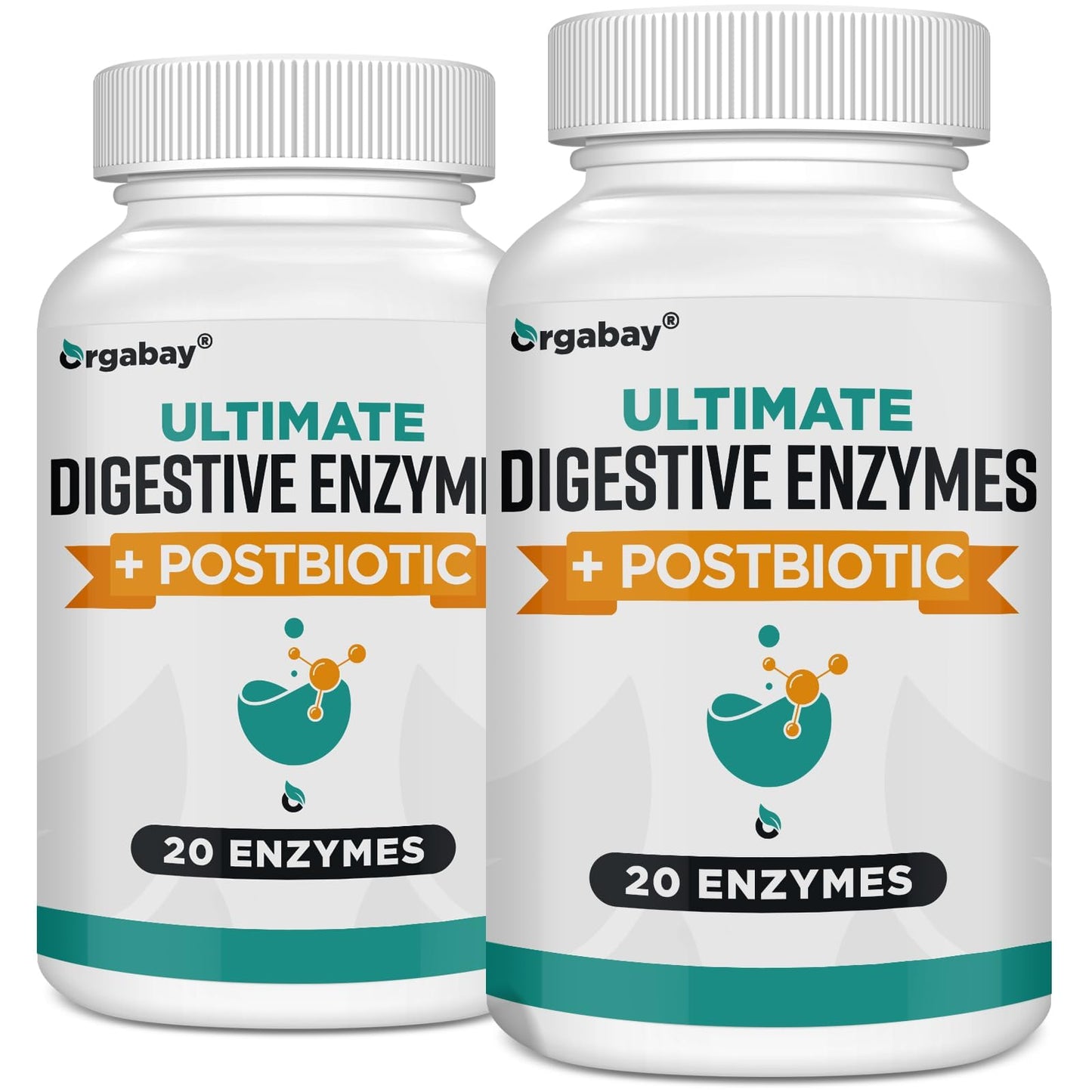 Orgabay Digestive Enzymes 1000mg with Postbiotics | 120 Veggie Capsules