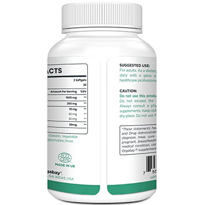 Orgabay Liposomal Quercetin Phytosome 1600 mg – Bromelain 200 mg, Zinc 30 mg, Vitamin C, Turmeric 40 mg | 120 Softgels