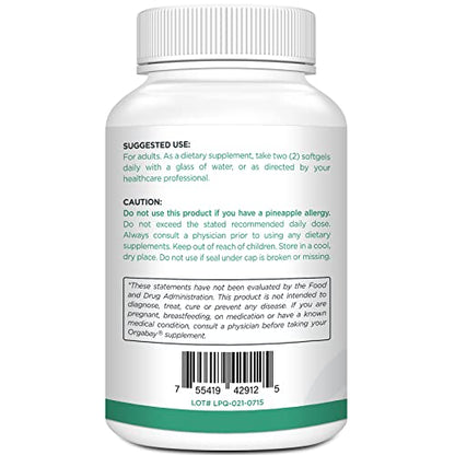 Orgabay Liposomal Quercetin Phytosome 1600 mg - Bromelain 200 mg, Zinc 30 mg, Vitamin C, Turmeric 40 mg | 60 Softgels | Highest Absorption Quercetin Complex