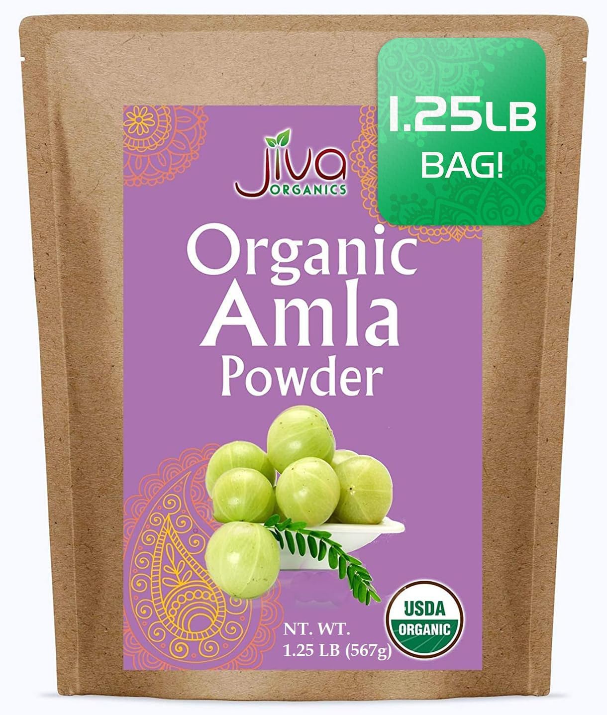 Organic Amla Powder 1.25 lb – Pure Amalaki, Lab Tested, Gluten Free | Jiva Organics