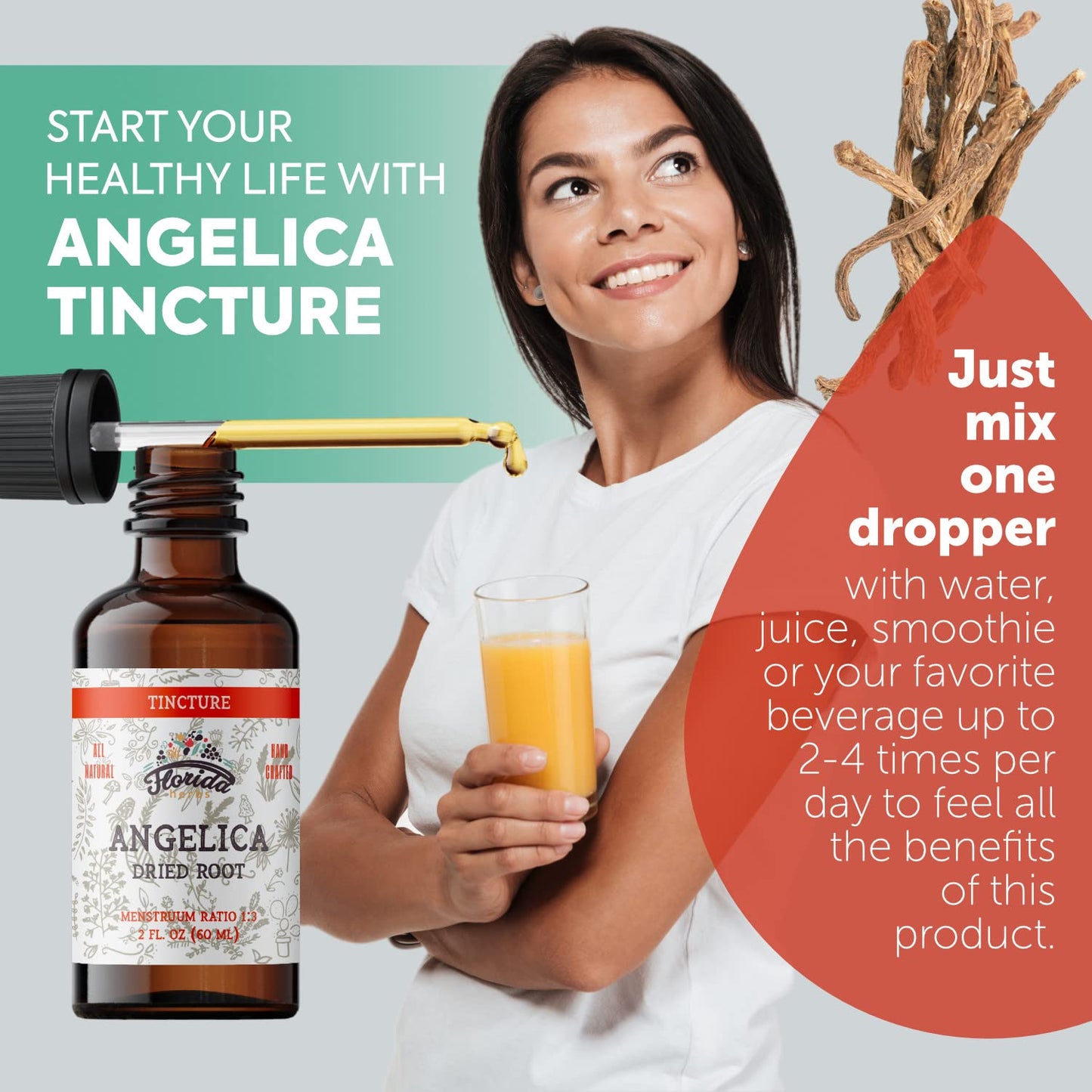 Angelica Tincture - Organic Angelica Extract, 700 mg, 2 oz (60 ml) Non-GMO