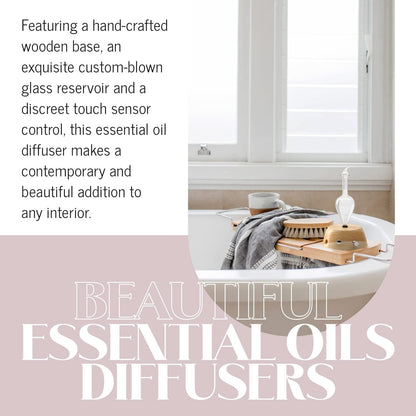 Organic Aromas Elegance Glass Nebulizer Diffuser – Waterless, BPA Free, Auto-Off (Lightwood)