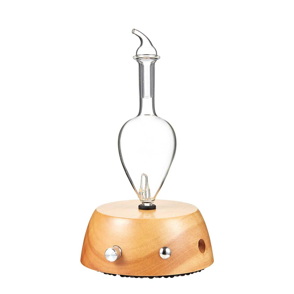 Organic Aromas Elegance Glass Nebulizer Diffuser – Waterless, BPA Free, Auto-Off (Lightwood)