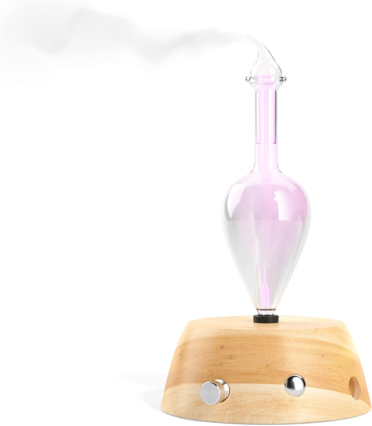 Organic Aromas Elegance Glass Nebulizer Diffuser – Waterless, BPA Free, Auto-Off (Lightwood)