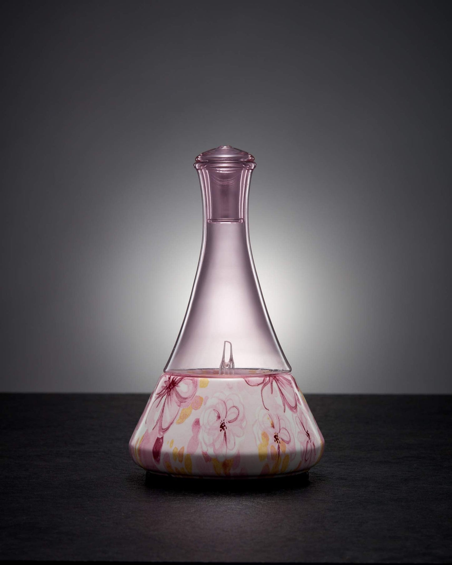 Organic Aromas Opulence Nebulizing Diffuser – Pink Floral Ceramic Base, No Heat, No Water, No Plastic