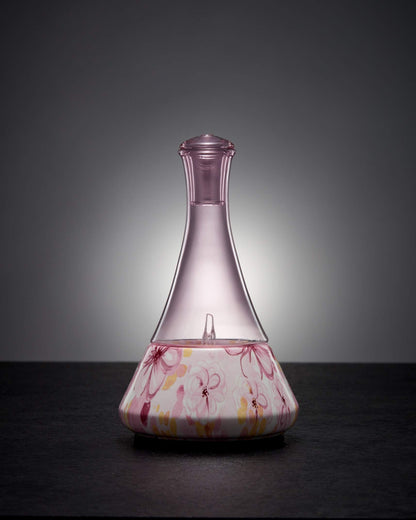 Organic Aromas Opulence Nebulizing Diffuser – Pink Floral Ceramic Base, No Heat, No Water, No Plastic