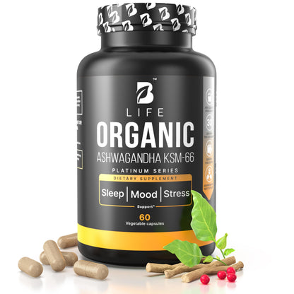 Organic Ashwagandha KSM-66 1000 mg Supplement | Adaptogen for Cortisol Support & Stress Relief | Mood, Calm & Sleep Aid for Men & Women | Ashwagandha ritual vitamins for women | 60 Vegan Caps