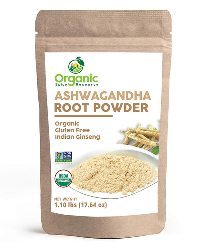 Organic Ashwagandha Root Powder - 1.10 lbs | Resealable Kraft Bag | Non-GMO | Indian Ginseng - SHOPOSR