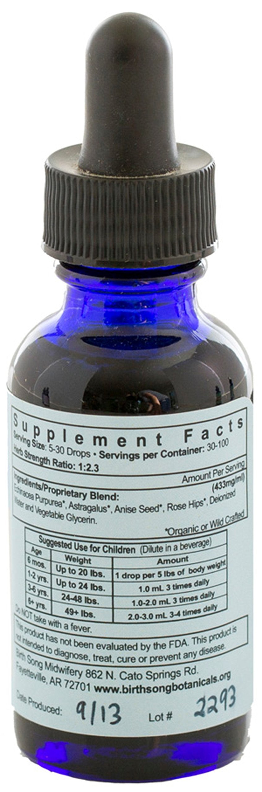 Birth Song Botanicals Children's Immune Tincture - Organic 1oz