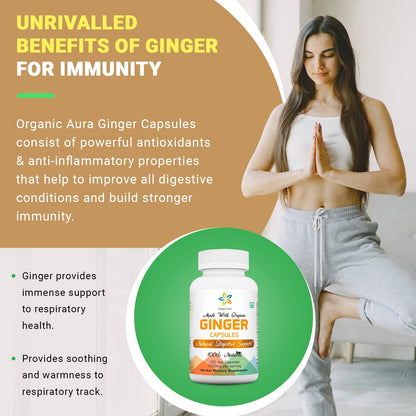 Organic Aura Ginger Capsules – 120 Veg Capsules (2 Month Supply)