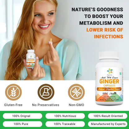 Organic Aura Ginger Capsules – 120 Veg Capsules (2 Month Supply)