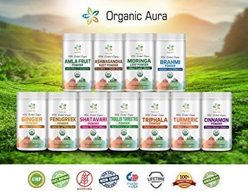 Organic Aura Premium Pure Manjistha Powder – 16 oz (1 lb), USDA Certified Organic, 100% All Natural, Gluten Free