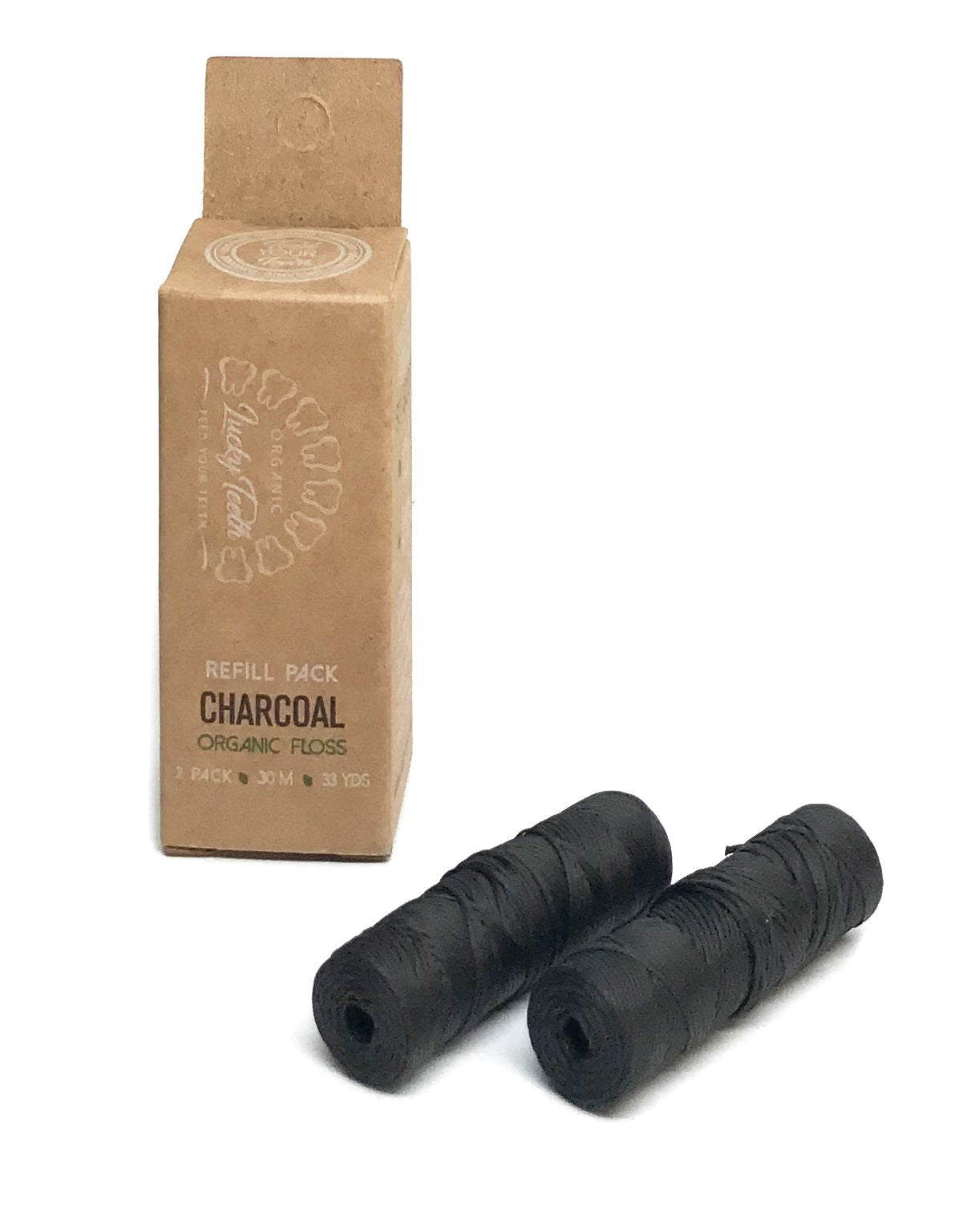 Organic Bamboo Charcoal Floss Refills 60m/66yds – Tea Tree & Peppermint (2 Pack) | Lucky Teeth
