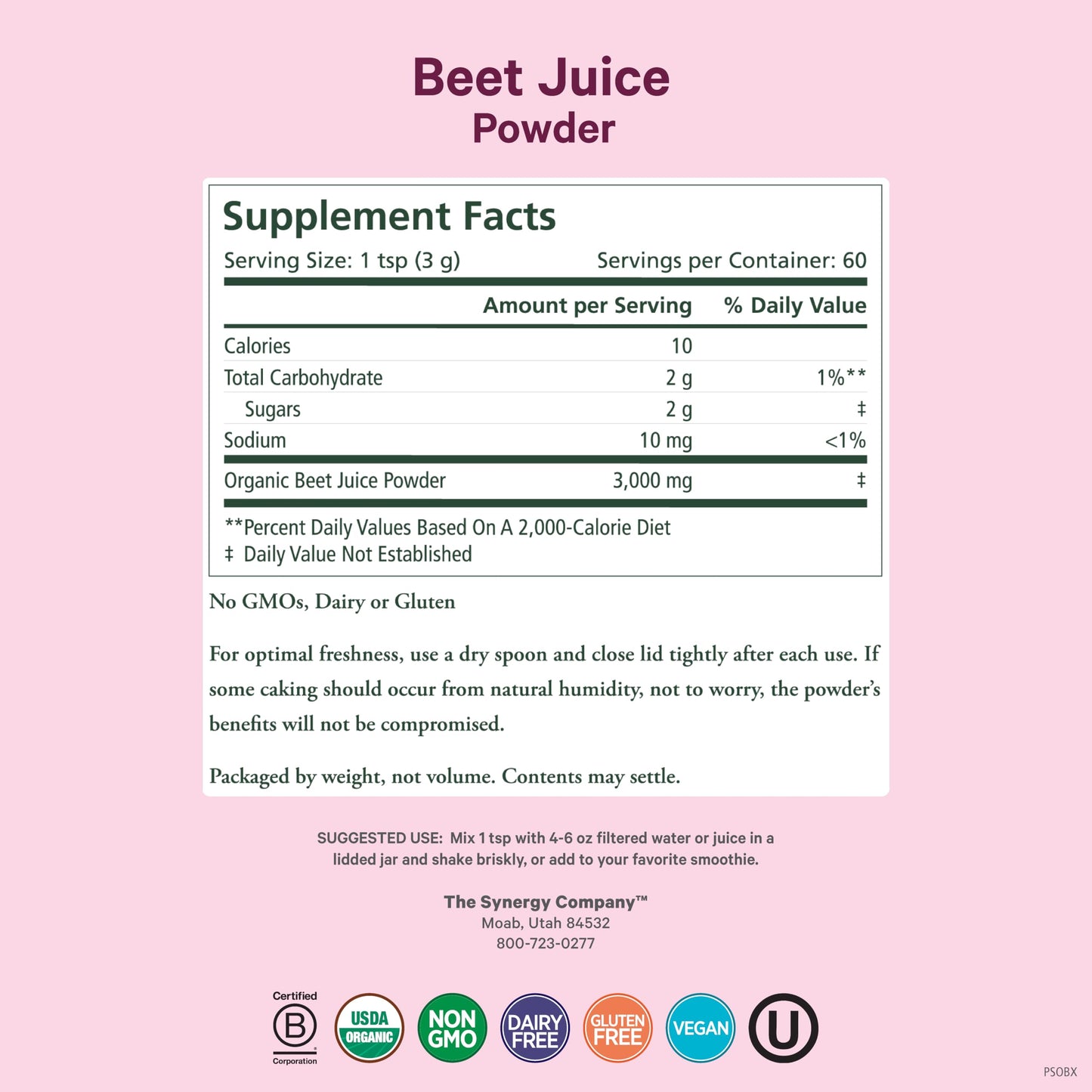 PURE SYNERGY Organic Beet Juice Powder | Pre-Workout Supplement (6.4 oz)