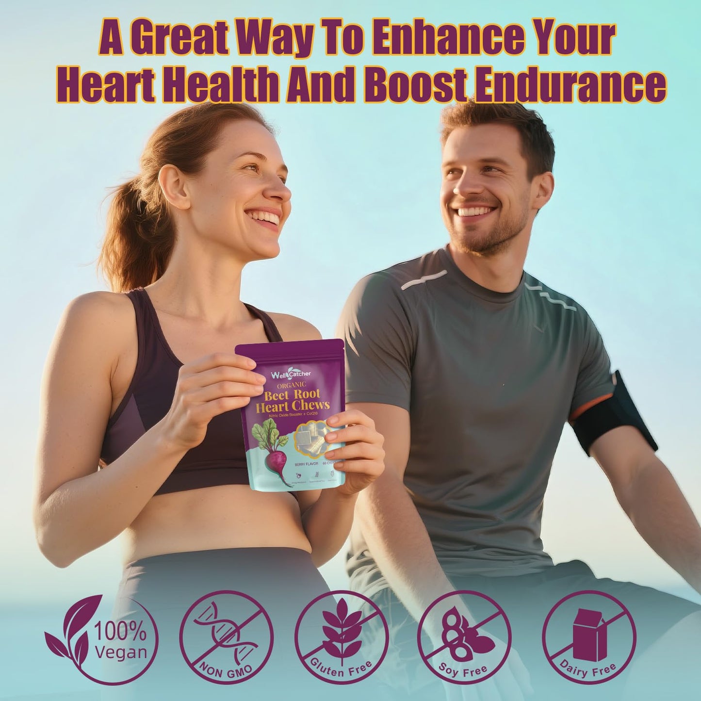 Organic Beet Root Chews – Heart Health & Nitric Oxide Support (60 CT) – Vegan & Non-GMO