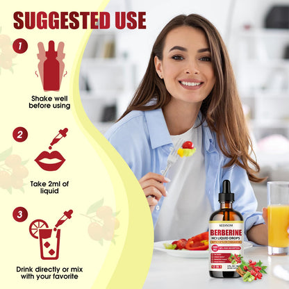 12-in-1 Berberine Liquid Drops – 2 Fl Oz, 3000mg Liposomal Berberine HCL with Cinnamon & Turmeric