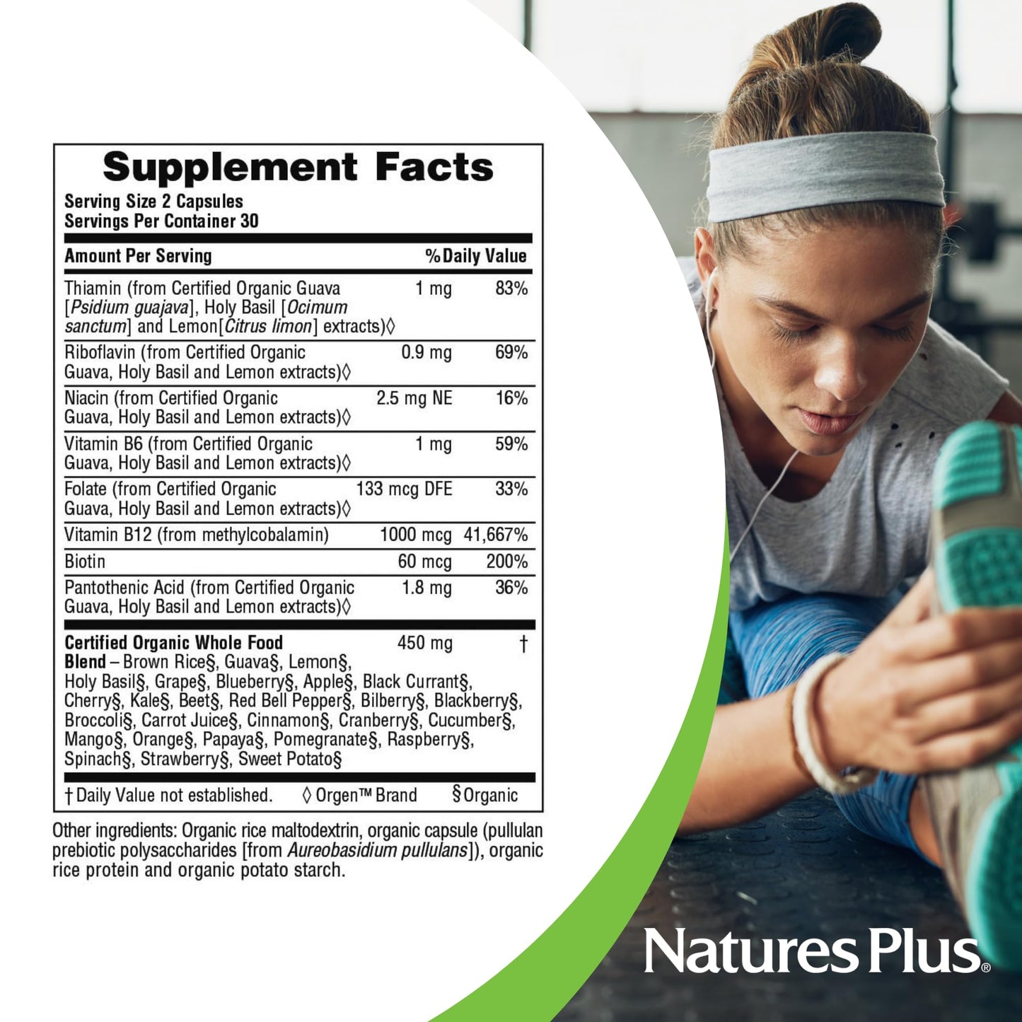 NaturesPlus Source of Life Garden Organic Vitamin B12 1000 mcg | 60 Vegan Capsules