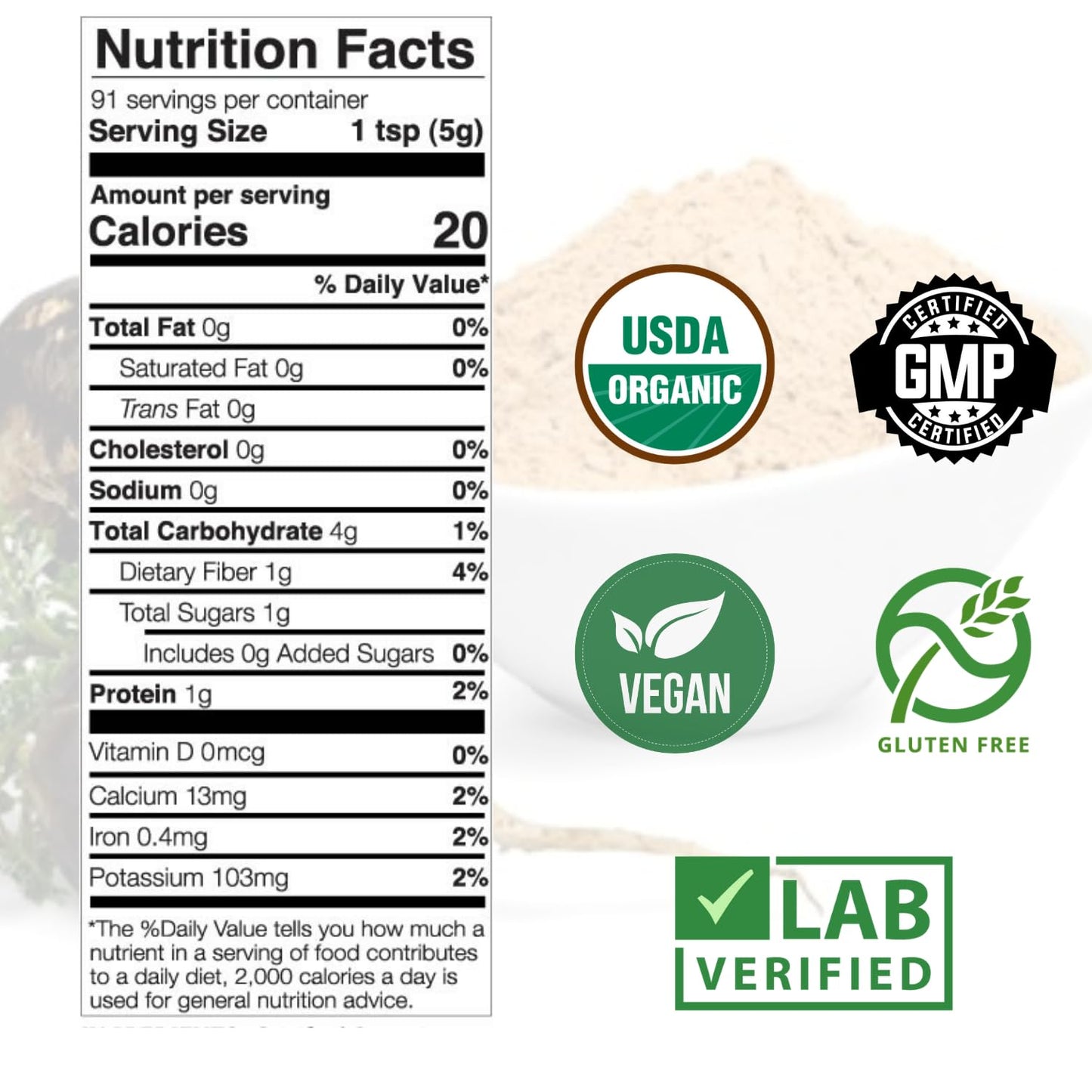 Organic Black Maca Root Powder (16 oz) – USDA Organic, Non-GMO, Vegan