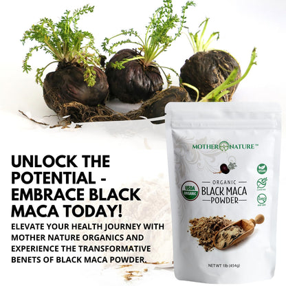 Organic Black Maca Root Powder (16 oz) – USDA Organic, Non-GMO, Vegan