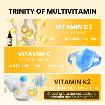 Organic Black Seed Oil Multivitamin Drops with D3, K2 & C | 2 oz (60 ml) Vegan, Gluten-Free