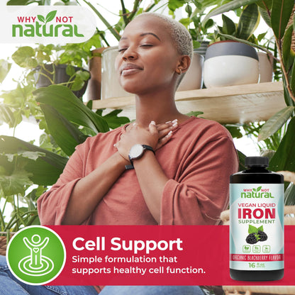 Liquid Iron Supplement – Ferrous Bisglycinate, Vegan, Blackberry 16 oz