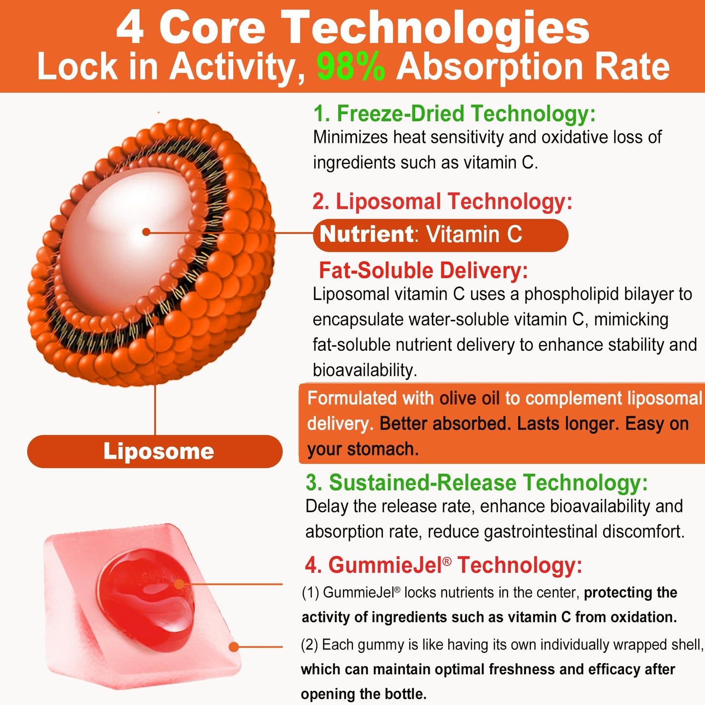 Liposomal Vitamin C Gummies 1000mg for Adults & Kids 9+ | Immune Support