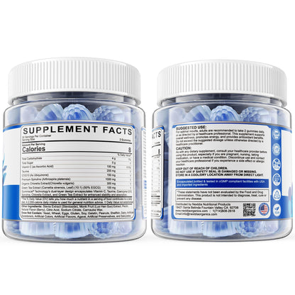 Organic Blue Spirulina Gummies – High Phycocyanin, Chlorella & CoQ10 (60 Ct) – Sugar Free