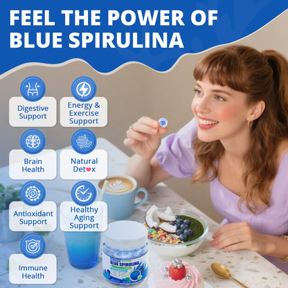 Organic Blue Spirulina Gummies – High Phycocyanin, Chlorella & CoQ10 (60 Ct) – Sugar Free