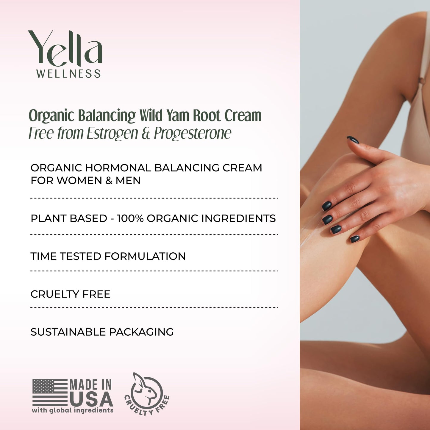 Wild Yam Cream for Hormone Balance – Progesterone-Free PMS & Menopause Support (2oz)