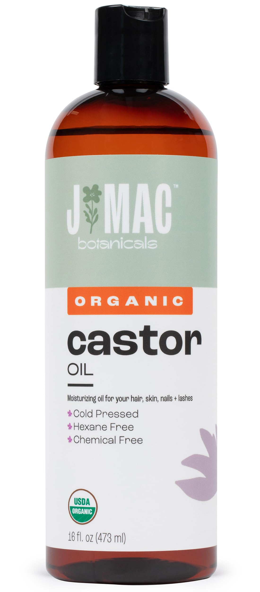Organic Castor Oil – Cold Pressed 16 oz, BPA Free & Hexane Free | USDA Organic