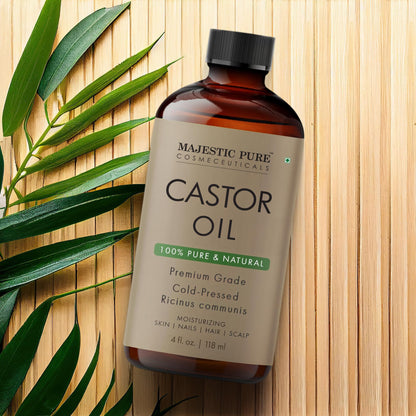 Majestic Pure USDA Organic Castor Oil - 4 Fl Oz | 100% Pure & Natural, Cold-Pressed, Hexane Free