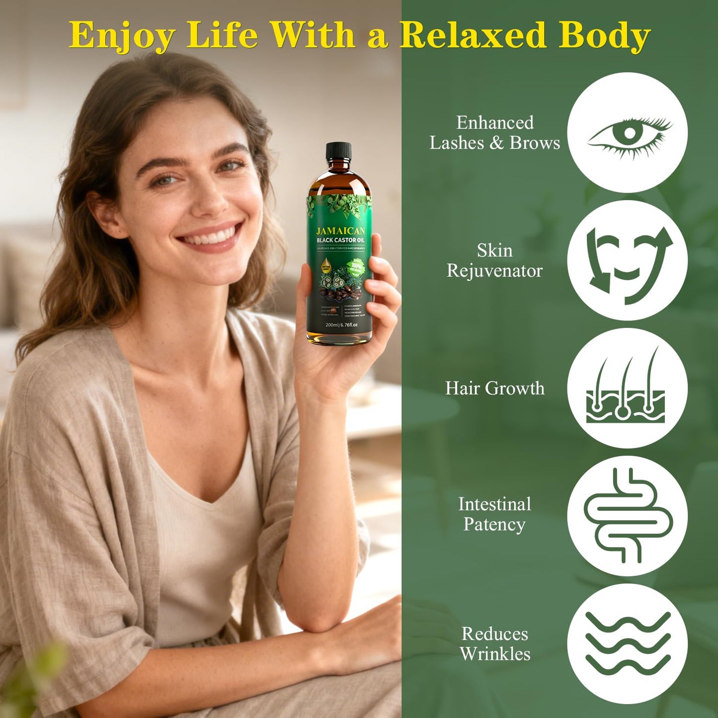 42 Pcs Castor Oil Pack Wrap Set with Organic Cold-Pressed Castor Oil – 6.76 oz Glass Bottle